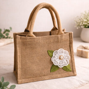 Bolsa em Juta com Flor Artesanal